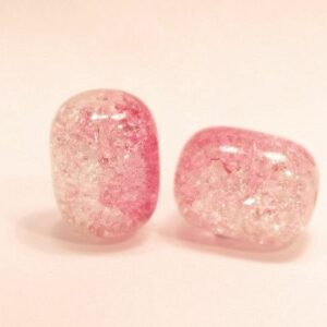 Krackelerad rosa/klar oval 16 mm