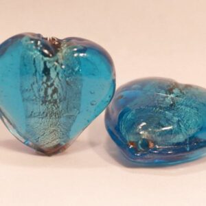 22 mm handgjort ljusblått glashjärta