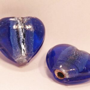 22 mm handgjort blått glashjärta