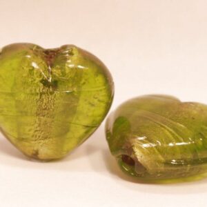 22 mm handgjort grönt glashjärta