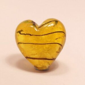 Bulligt gult glashjärta 20 mm