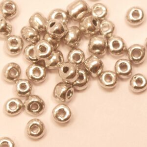 Seed beads opaque silver 4 mm