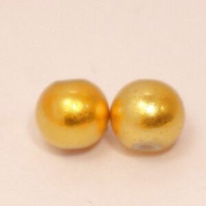 6 st guld färgade metallic pärlor 8mm