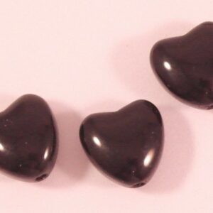 5st fina små platta svarta hjärtan 8mm