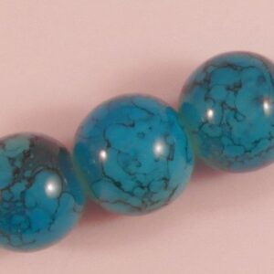 10 st läckert blåa mönstrade pärlor 10mm