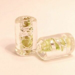 Grön tubformad glaspärla